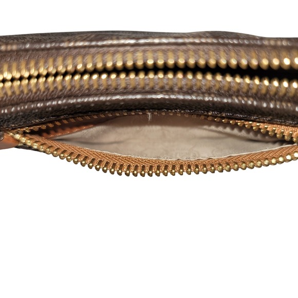 Michael‎ Kors Signature Monogram Brown Leather Trim Wristlet Clutch Wallet - Picture 5 of 7